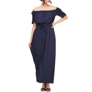 Gal Meets Glam Collection Womens Sydney Drindle Maxi Dress 4 Navy - NWT $188